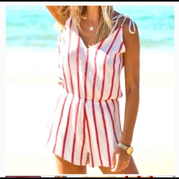 Rip Curl Red and White Shoreside Romper - M - Picture 1 of 4